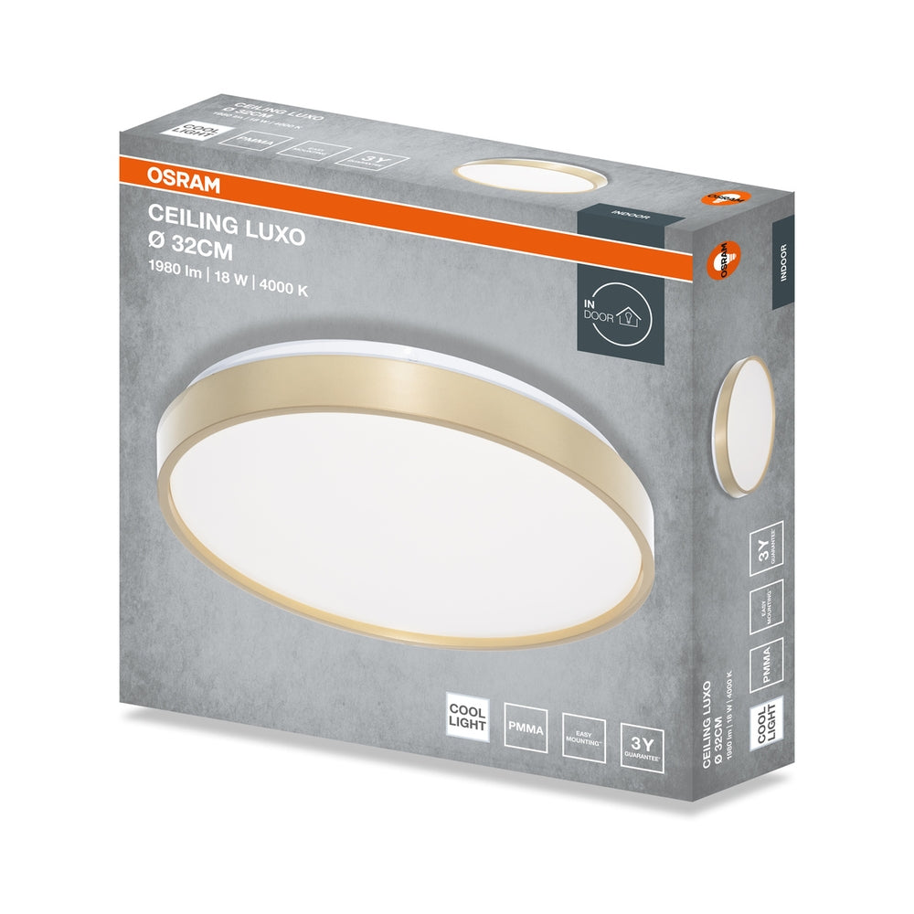 LED плафон CEILING LUXO 18W 990lm 4000K IP20 златист ринг - LEDVANCE CEILING LUXO LED653087