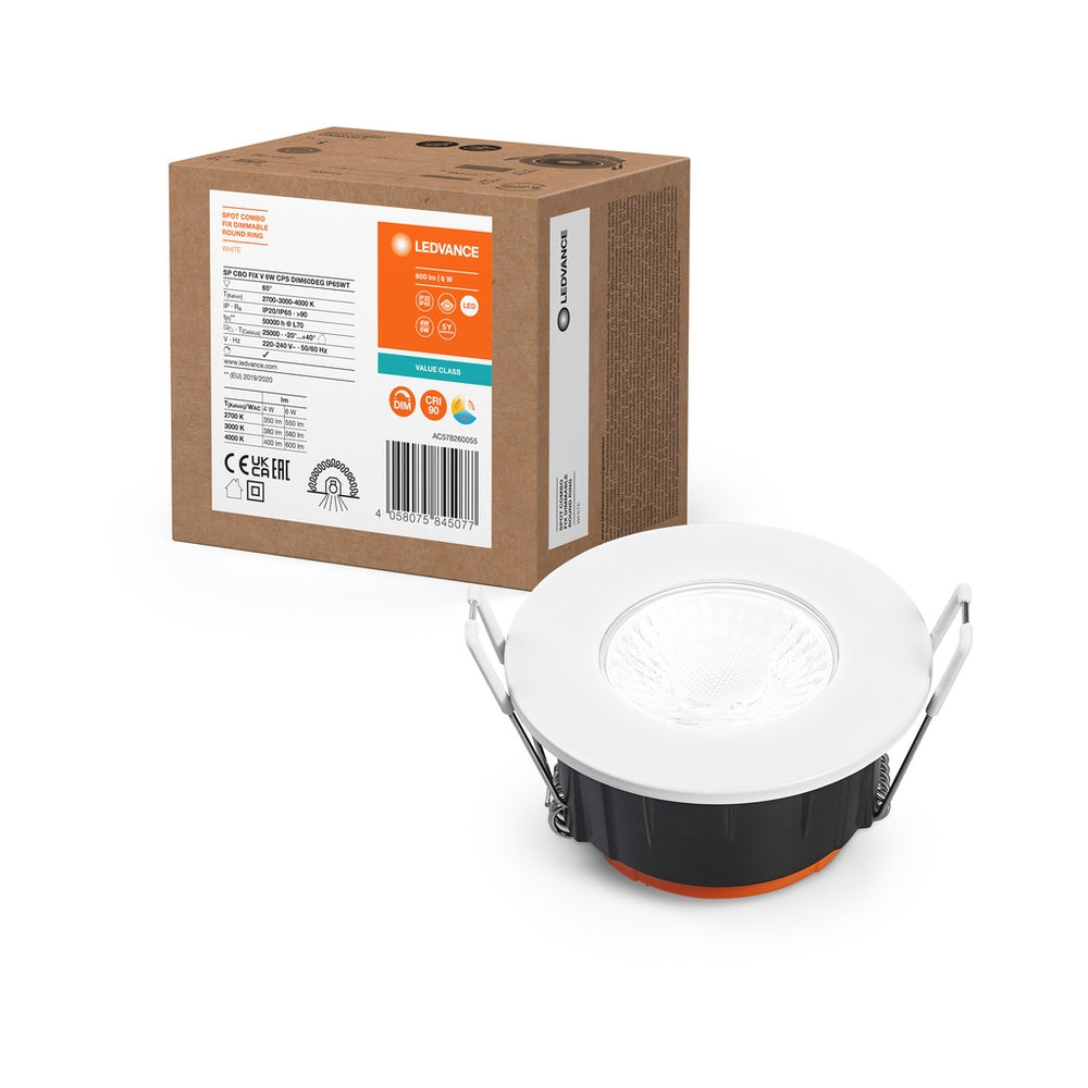 LED луна SP CBO FIX V 6W / 4W CPS DIM 60° IP65/IP20 бяла 600lm / 400lm - LEDVANCE SP CBO FIX LED845077