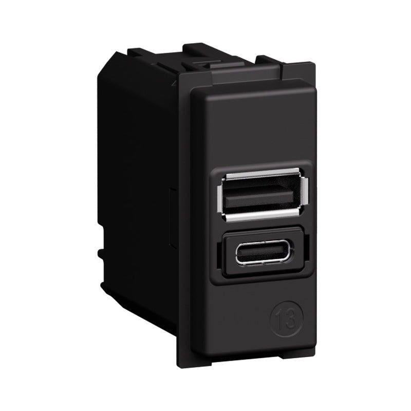 Розетка 2x USB тип A+C 20W 5V 1M - bticino Living Now K4192AC